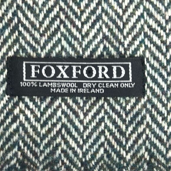 Foxford Lambs Wool Scarf Herringbone Gray White Fringe Ireland Men’s Women’s - Picture 8 of 8